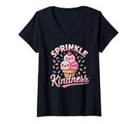 Donna Ice Cream Sprinkle Kindness Funny Ice Cream Lover Maglietta con Collo a V