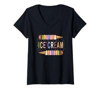 Donna Ice Cream T Shirt Birthday Decorations Gift Ice Cream Maker Maglietta con Collo a V