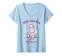 Donna Ice Si scioglie in Un Melting Pot Vintage Retro Anti-Ice Maglietta con Collo a V