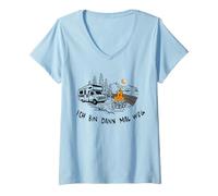 Donna ICH bin Dann Mal Weg | Camping, Camper & Camper Maglietta con Collo a V