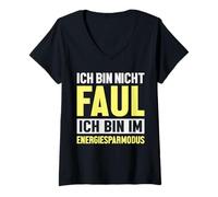 Donna ICH Bin Nicht Faul ICH Bin Im Energiesparmodus Divertenti Maglietta con Collo a V