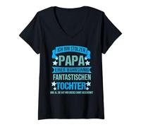 Donna ICH bin Stolzer Papa Padre Figlia Genitore Regalo Maglietta con Collo a V