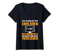 Donna ICH Kann Es Dir Erklären, Ingenieur Physik Mathematik Maglietta con Collo a V