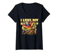 Donna Ich liebe meinen Grauparrot - motivo pappagallo fruttato Maglietta con Collo a V
