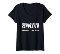 Donna Ich war schon offline, la bella guerra di bevor Maglietta con Collo a V