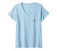 Donna Ichthys Ichthus Jesus Fish Symbol Maglietta con Collo a V