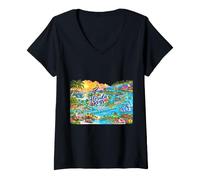 Donna Icone della Mappa di Florida Keys, Key West, Big Pine Maglietta con Collo a V