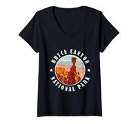 Donna Iconico Formazione Roccia In Bryce Canyon Utah Vintage Viaggio Maglietta con Collo a V