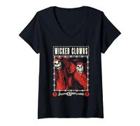 Donna ICP Wicked Clowns Portrait with Barbed Wire Horrorcore Rap Maglietta con Collo a V