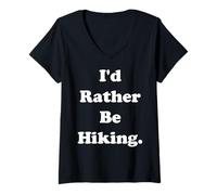 Donna I'd Rather Be Hiking Outdoor Nature Maglietta con Collo a V
