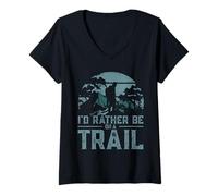 Donna I'd Rather Be On A Trail Maglietta con Collo a V