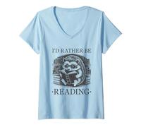 Donna I'd Rather Be Reading Maglietta con Collo a V