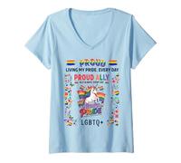 Donna Idea costume alleato orgoglioso per donne lesbiche e gay pride LGBTQ Maglietta con Collo a V