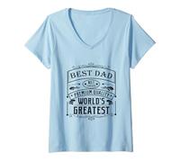 Donna Idea divertente per la festa del papà con scritta "World's Greatest Best Dad No1 Daddy" Maglietta con Collo a V