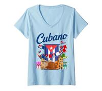 Donna Idee per Abiti con Bandiera Cubana per Bambini e Bandiera ispanica di Cuba Maglietta con Collo a V