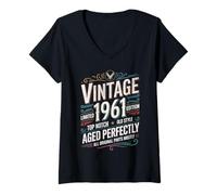 Donna Idee Regalo di Compleanno Vintage 1961 per Uomini Donne Maglietta con Collo a V