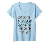 Donna Identificazione delle Specie di Uccelli Bird Nerd Birding Maglietta con Collo a V