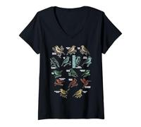 Donna Identificazione delle Specie di Uccelli Bird Nerd Birding Maglietta con Collo a V