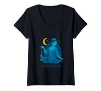 Donna IEMANJA YEMAYA Dea del Mare Orisha Yoruba Umbanda Maglietta con Collo a V