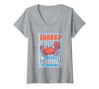 Donna If Crabby Please Return To The Beach Crab Humor Ocean Citazione Maglietta con Collo a V