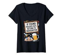 Donna If Found Passed out Return To Biergarten Oktoberfest Beer Maglietta con Collo a V
