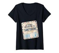 Donna If Found Return To Santorini Maglietta con Collo a V
