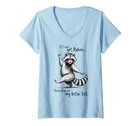 Donna If I Ever Get Rabies Citazione Divertente Raccoon Bitin' List Maglietta con Collo a V