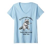 Donna If I Ever Get Rabies Divertente Opossum Sarcastico Tee Maglietta con Collo a V