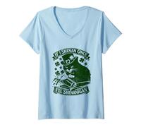Donna If I Shenan Once I'll Shenanigan St. Patrick's Day Cat Maglietta con Collo a V