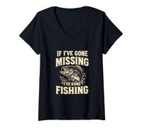 Donna If I 've Gone Missing Funny Fishing Lover Bass Fish Fisherman Maglietta con Collo a V