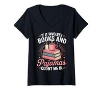 Donna If It Coinvolves Libri E Pigiama Count Me in Book Lover Cozy Maglietta con Collo a V