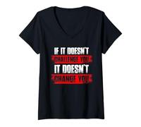 Donna If it doesn't challenge you Gym divertente bodybuilding Maglietta con Collo a V