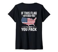 Donna If This Flag Offends You I'll Help You Pack American Flag Maglietta con Collo a V