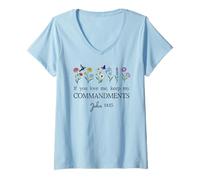 Donna If You Love Keep My Commandments John 14:15 Bible Verse God Maglietta con Collo a V