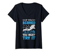 Donna If You Scared of It You Must Try it Scuba Dive Diver Diving Maglietta con Collo a V