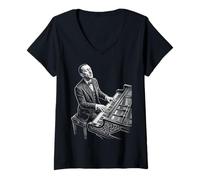 Donna Igor Stravinsky Compositore Pianista Maglietta con Collo a V