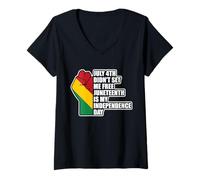 Donna Il 4 luglio Non Mi ha liberato Juneteenth Black Women Men Pride Maglietta con Collo a V