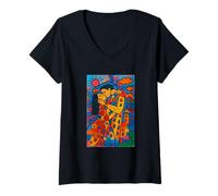 Donna Il bacio di Gustav Klimt Maglietta con Collo a V