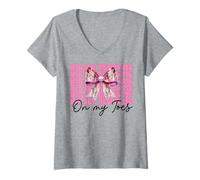 Donna Il balletto mi tiene sulle dita dei piedi Ballerina Girl Ballet Dance Maglietta con Collo a V