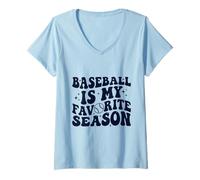Donna Il Baseball è Il Mio Fan di gamess retrò della Stagione Preferita Maglietta con Collo a V