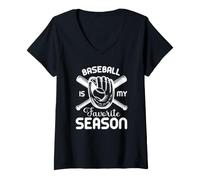Donna Il Baseball è Il Mio Guanto e Mazze da Baseball Preferiti della Stagione Maglietta con Collo a V