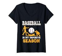 Donna Il Baseball è la mia Stagione Preferita Amante dello Sport di Baseball Maglietta con Collo a V