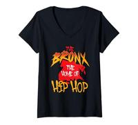 Donna Il Bronx La casa dell'Hip Hop - Anni '80 '90 Old School Hip Hop Maglietta con Collo a V