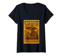 Donna Il Burrito Bandito El Squatcho Burrito Loving Sasquatch Maglietta con Collo a V