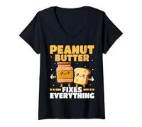 Donna Il Burro di Arachidi risolve Tutto ciò Che AMA Il Burro di Arachidi Maglietta con Collo a V