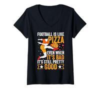Donna Il calcio è come la pizza anche quando è brutto è ancora carino Maglietta con Collo a V