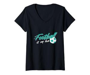 Donna Il Calcio è Il Mio Amore Maglietta con Collo a V