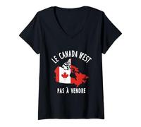 Donna Il Canada non è in vendita Le Canada N'est Pas à Vendre Maglietta con Collo a V