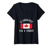 Donna Il Canada Non è in Vendita Le Canada N'est PAS à Vendre Maglietta con Collo a V