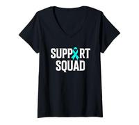 Donna Il cancro ovarico della squadra di supporto aumenta la consapevolezza del cancro ovarico Maglietta con Collo a V